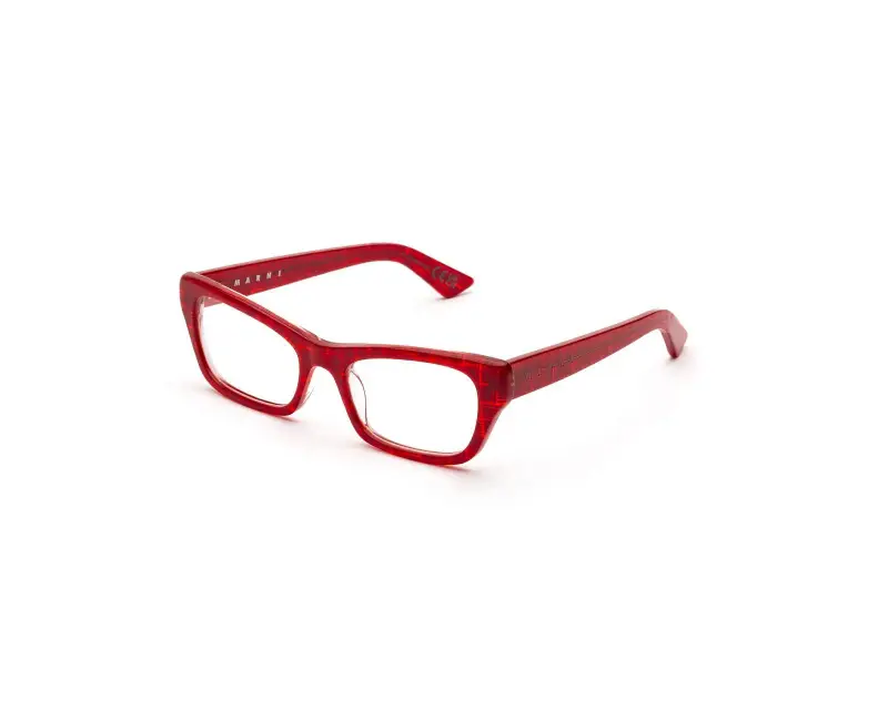 Unisex Marni TUP Akelu Red Comb Montature da vista Acetato Rosso Squadrata