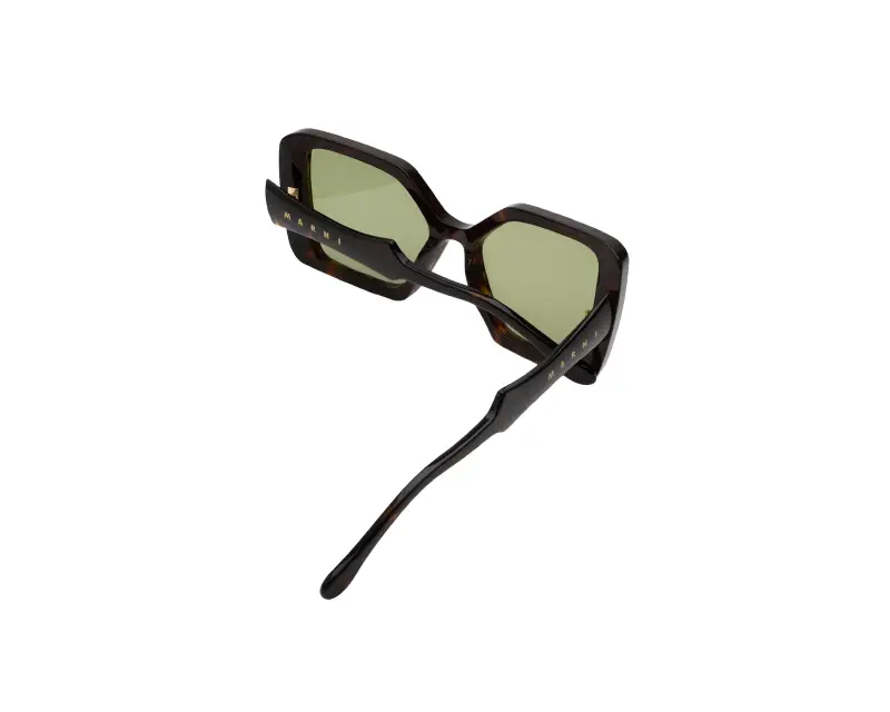 Unisex Marni VG1 Nimrela 3627 Occhiali da sole Acetato Havana Verde Squadrata Normale miniatura 3
