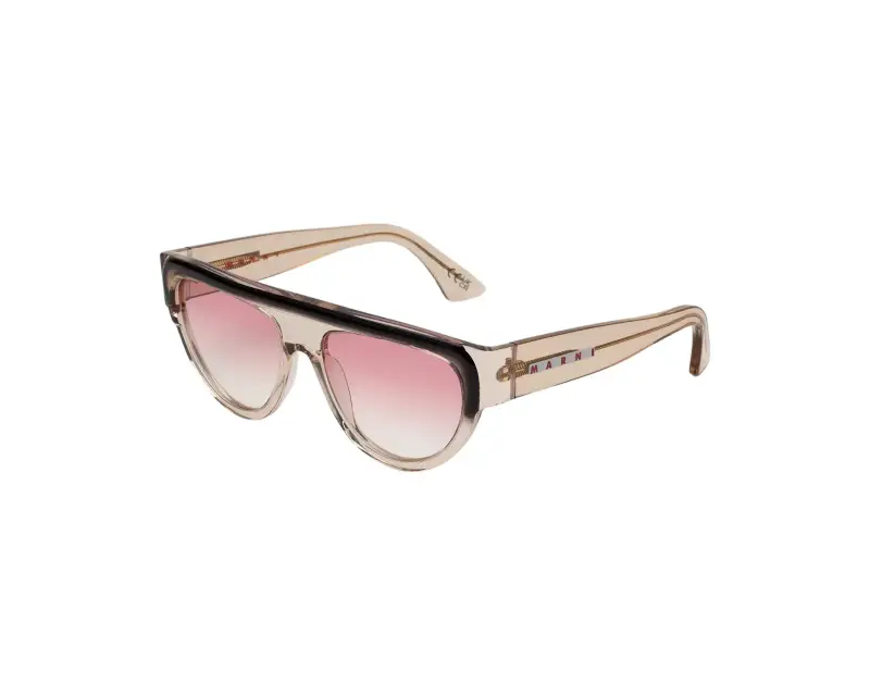 Unisex Marni VUV Ziruna Faded Resin Occhiali da sole Acetato Beige Rosa Pilot Normale Sfumato