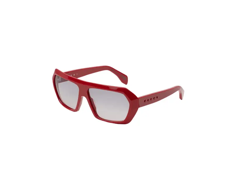 Unisex Marni XA0 Dhazut Red Occhiali da sole Acetato Rosso Fumo Squadrata Normale Sfumato