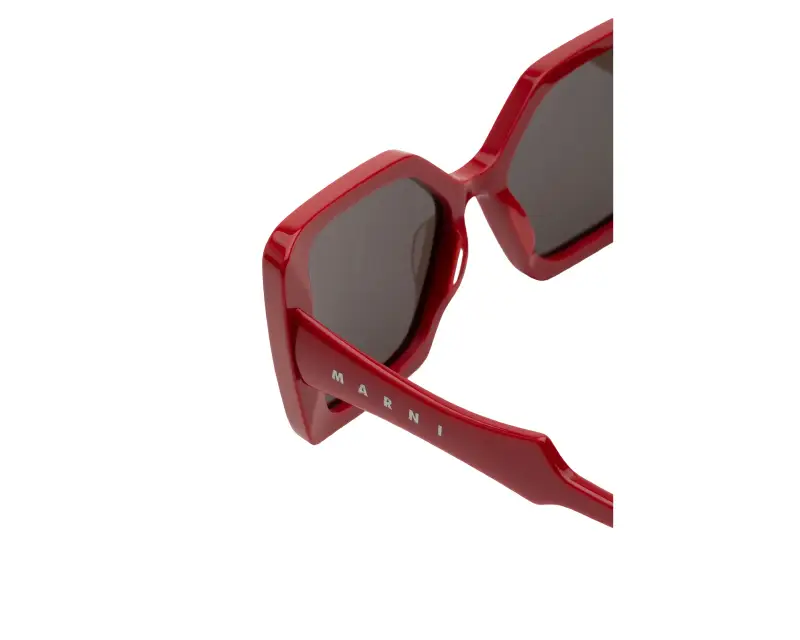 Unisex Marni XVY Nimrela Red Occhiali da sole Acetato Rosso Nero Squadrata Normale miniatura 3