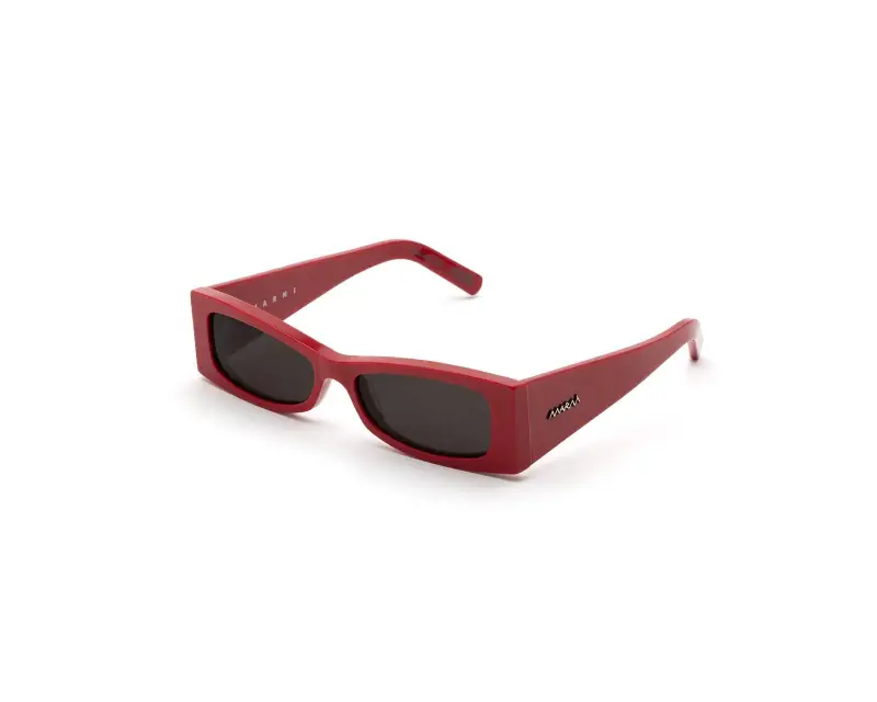 Unisex Marni Y5U Zokoa Red Occhiali da sole Acetato Rosso Nero Squadrata