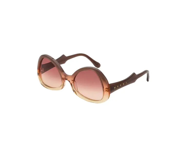 Unisex Marni Z20 Anu Ohia Brown Faded Occhiali da sole Acetato Marrone Bordeaux Geometrica Normale Sfumato