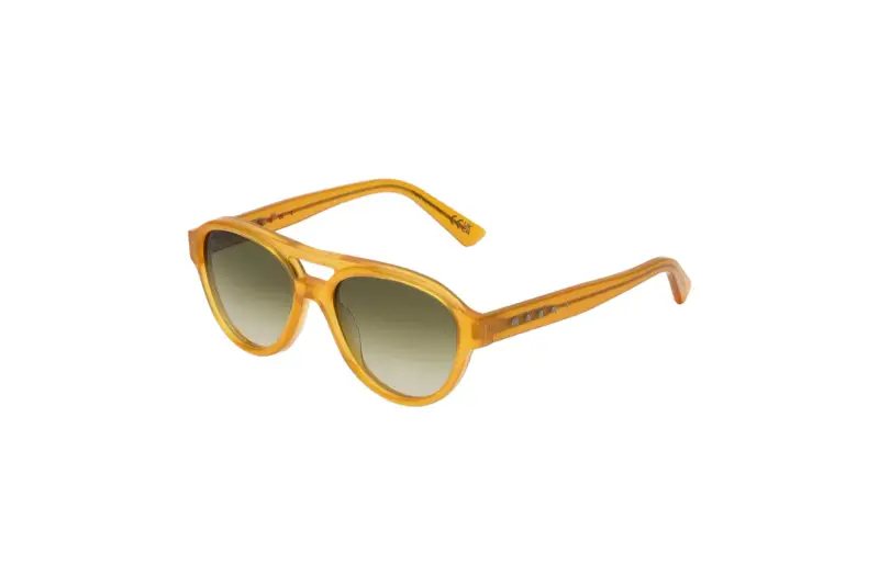 Unisex Marni ZAV Zeanou Honey Occhiali da sole Acetato Giallo Verde Pilot Normale Sfumato