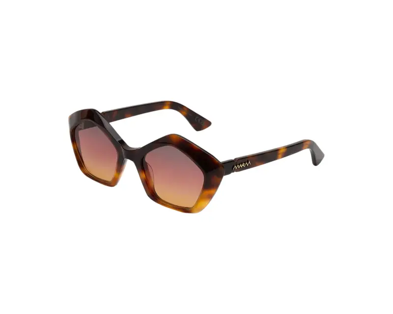 Unisex Marni ZXY Eluvi Faded Havana Occhiali da sole Acetato Havana Rosso Geometrica Normale Sfumato