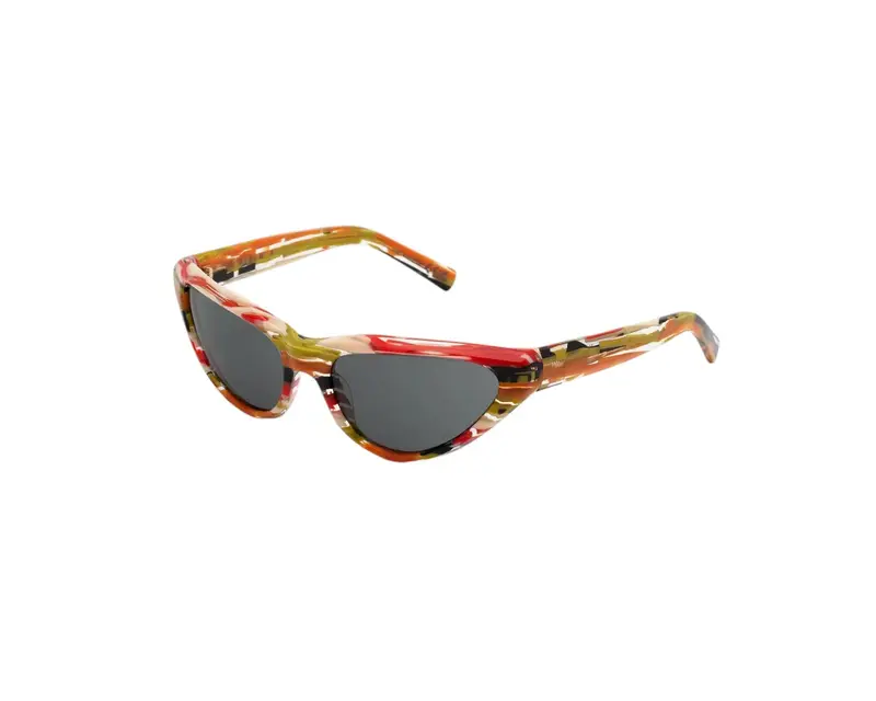 Marni Unisex Mavericks Spacey Stripey ZEQ Occhiali da sole Acetato Multi-colore Grigio Avvolgente Normale