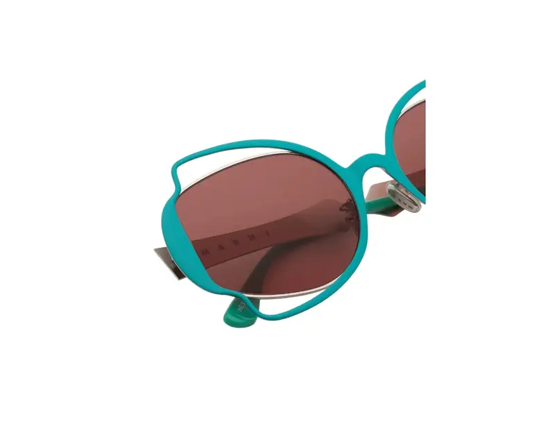 Marni Unisex Route Of The Sun Green WE3 Occhiali da sole Metallo Verde Marrone Geometrica Normale miniatura 2