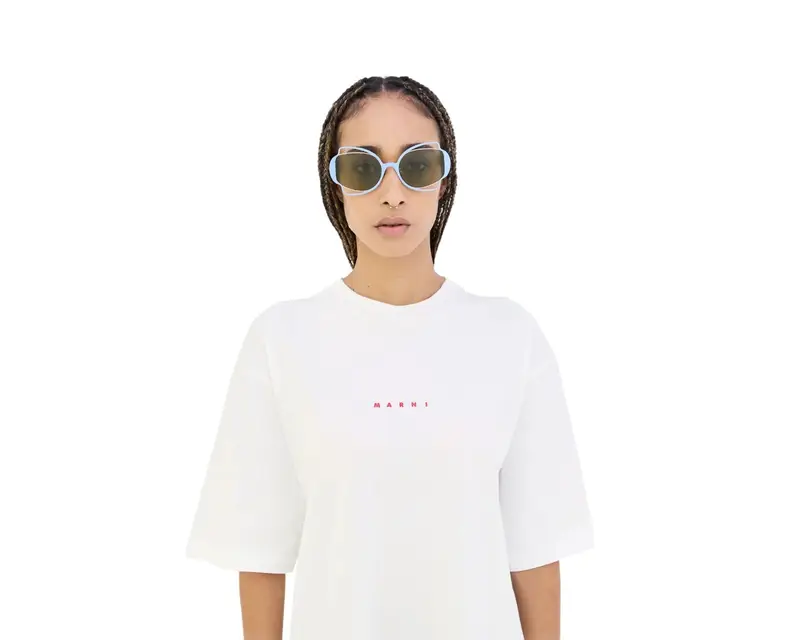 Marni Unisex Route Of The Sun Purple G0N Occhiali da sole Metallo Viola Verde Geometrica Normale miniatura 3