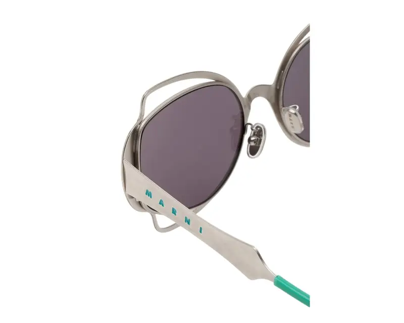 Marni Unisex Route Of The Sun Silver J2K Occhiali da sole Metallo Argento Grigio Geometrica Normale miniatura 2