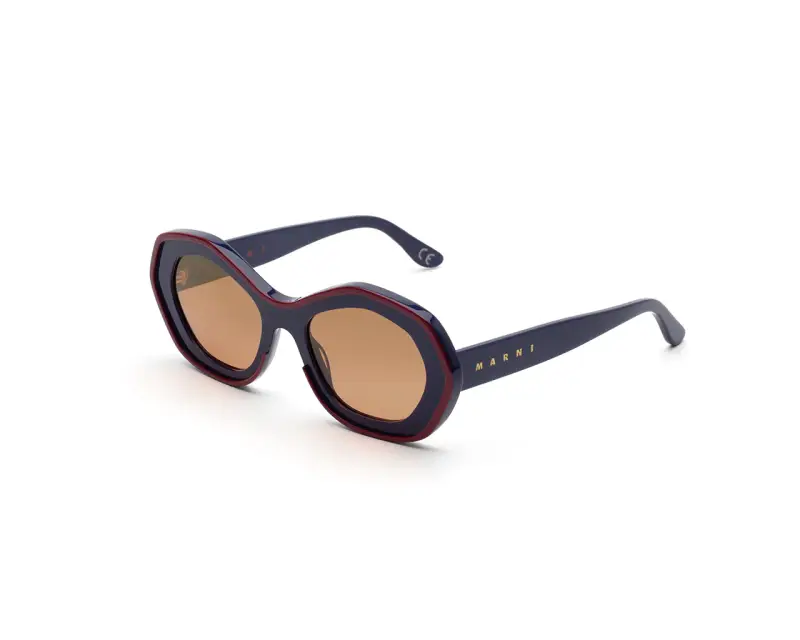 Unisex Ulawun Vulcano Blue EIF Occhiali da sole Acetato Blu Marrone Oversize Normale