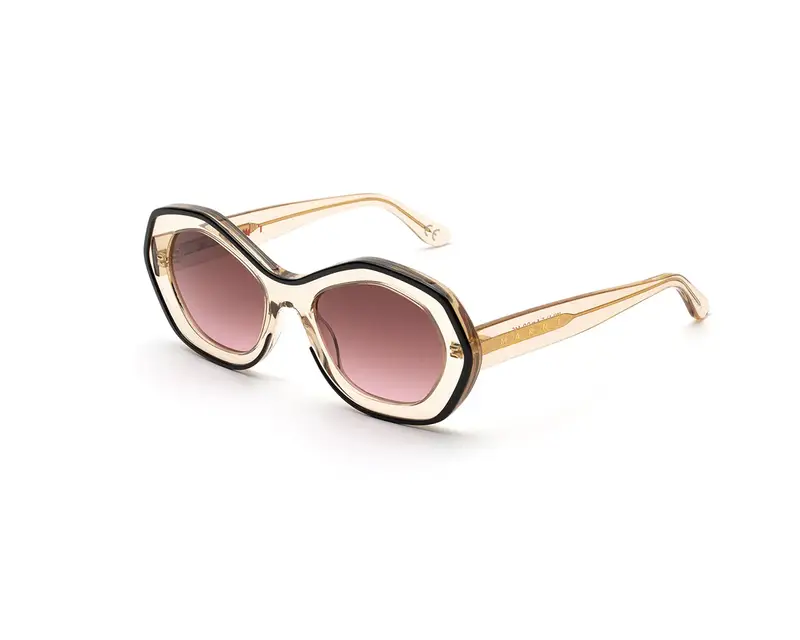 Marni Unisex Ulawun Vulcano Resin WLH Occhiali da sole Acetato Beige Viola Oversize Normale