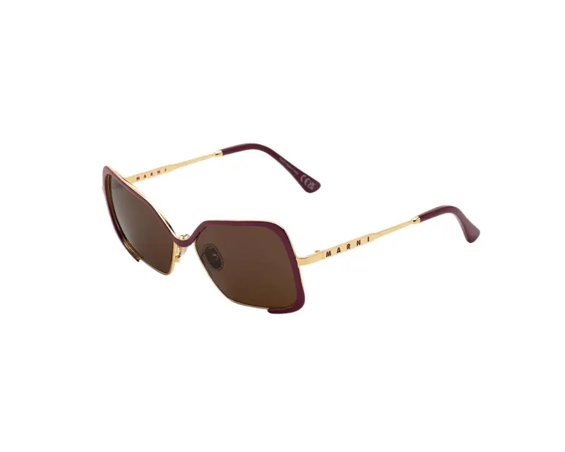 Marni Unisex Unila Valley cod.colore Burgundy Gold U25 Occhiali da sole Metallo Oro Marrone Squadrata Normale