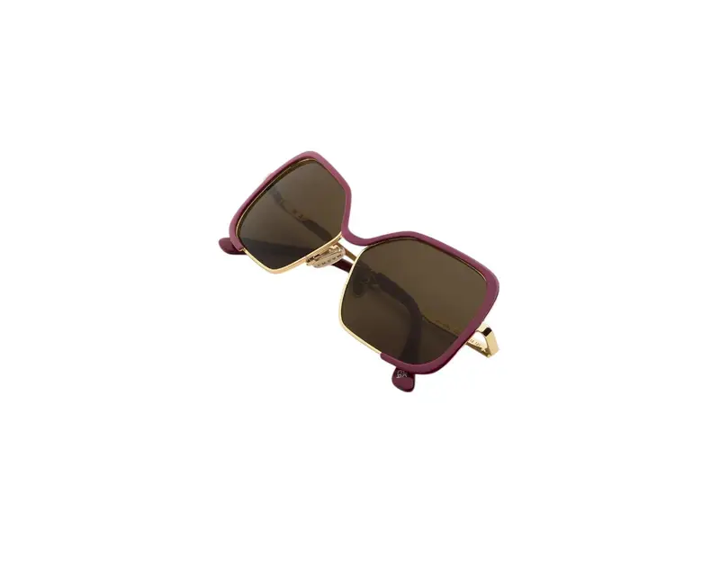 Marni Unisex Unila Valley cod.colore Burgundy Gold U25 Occhiali da sole Metallo Oro Marrone Squadrata Normale miniatura 2