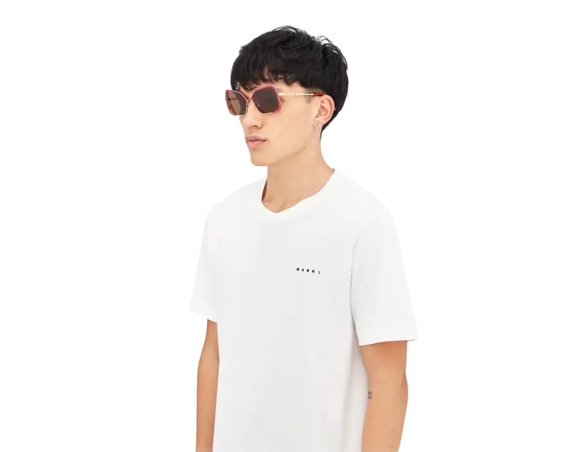 Marni Unisex Unila Valley cod.colore Burgundy Gold U25 Occhiali da sole Metallo Oro Marrone Squadrata Normale miniatura 3