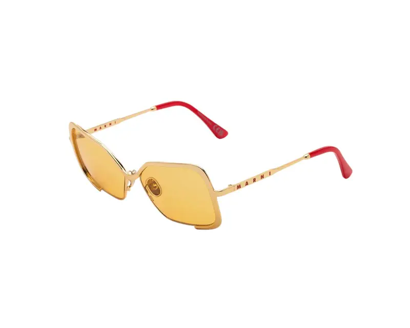 Marni Unisex Unila Valley cod.colore Gold Mustard 52Z Occhiali da sole Metallo Oro Arancione Squadrata Normale