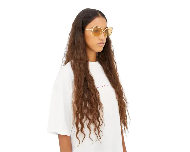 Marni Unisex Unila Valley cod.colore Gold Mustard 52Z Occhiali da sole Metallo Oro Arancione Squadrata Normale miniatura 3