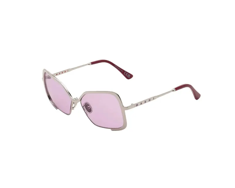 Marni Unisex Unila Valley cod.colore Silver Mauve OEN Occhiali da sole Metallo Argento Viola Squadrata Normale