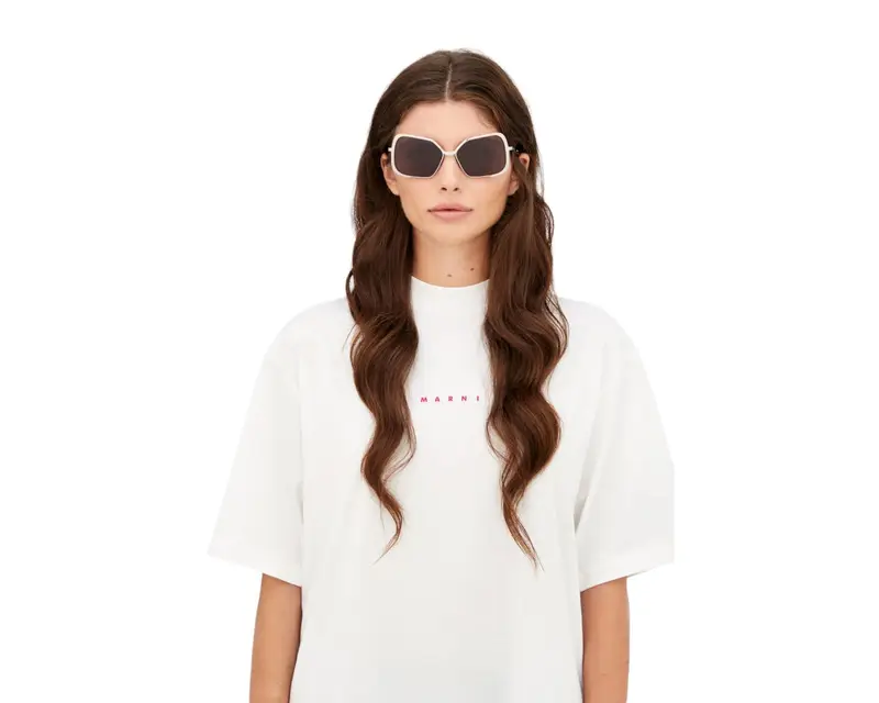 Marni Unisex Unila Valley cod.colore Silver Teal PO6 Occhiali da sole Metallo Argento Grigio Squadrata Normale miniatura 3