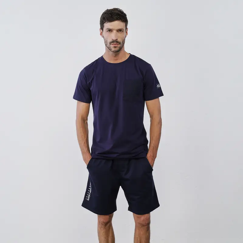 Pantaloni sportivi blu corti da uomo