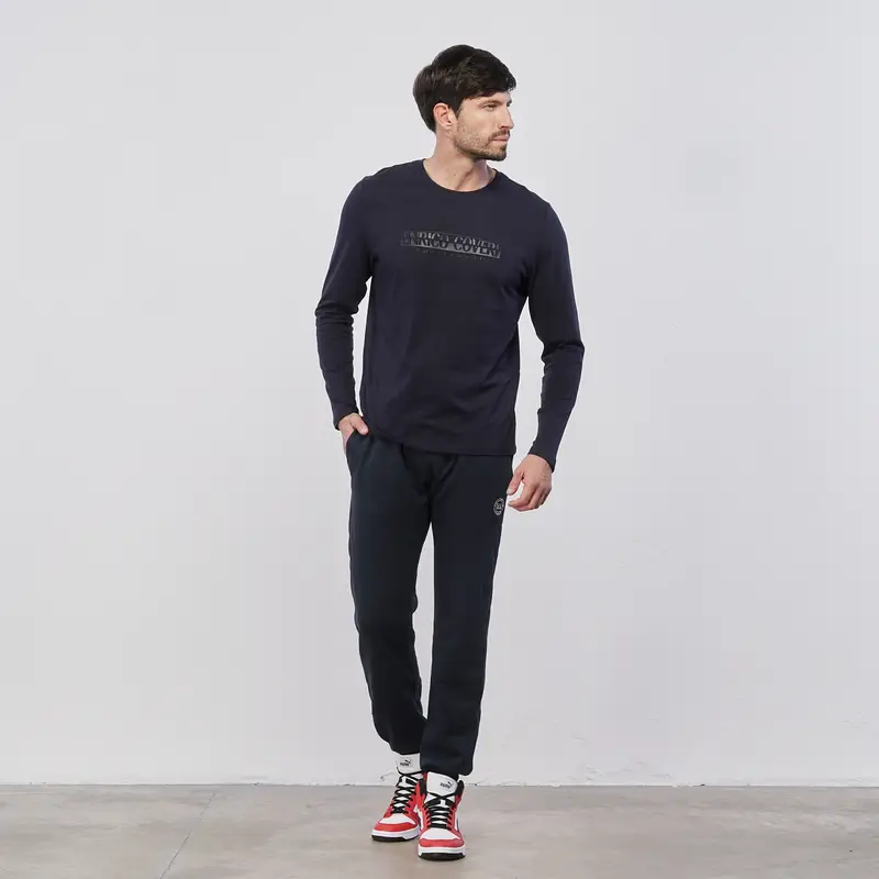 Pantaloni sportivi blu da uomo con logo e tasche