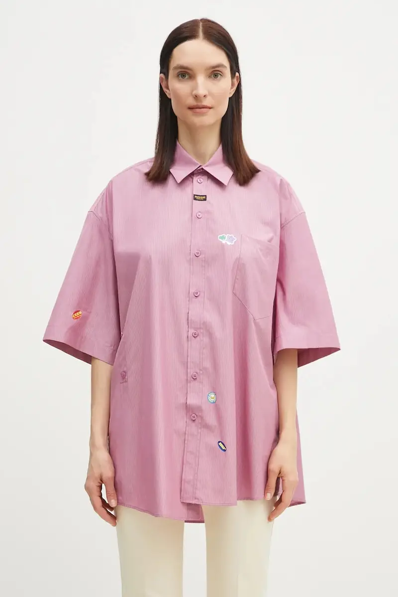 camicia in cotone Boxy Wrap donna colore violetto 440WS22604