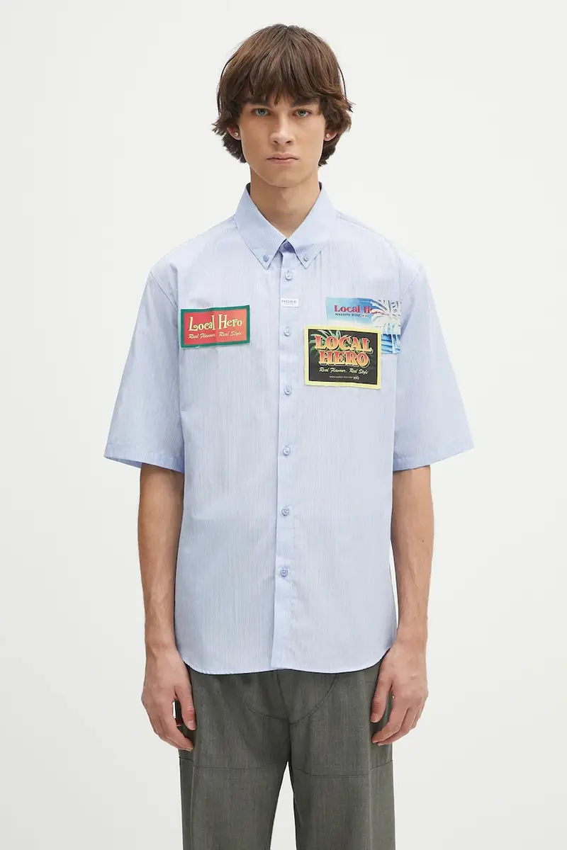 camicia in cotone Casual uomo colore blu 466WS15509