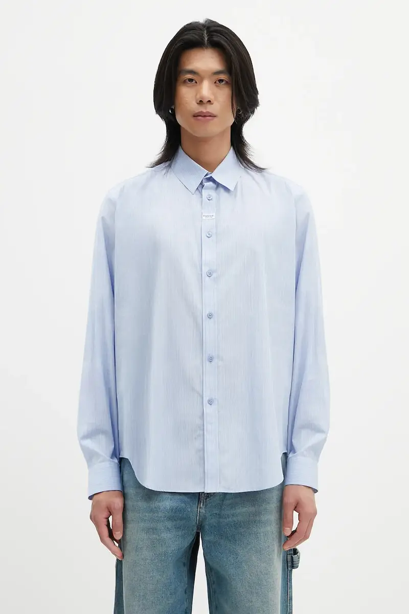 camicia in cotone Classic uomo colore blu 401WS15509