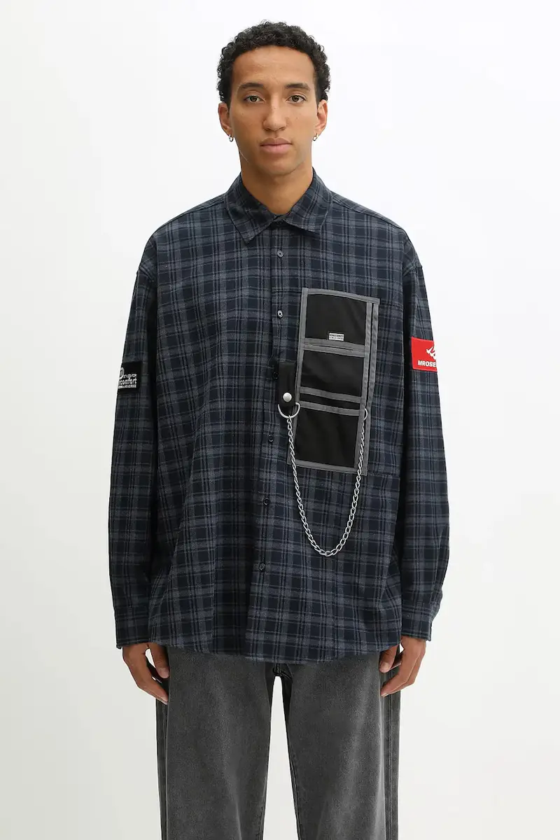 camicia in cotone Wallet uomo colore blu navy 477WS32527