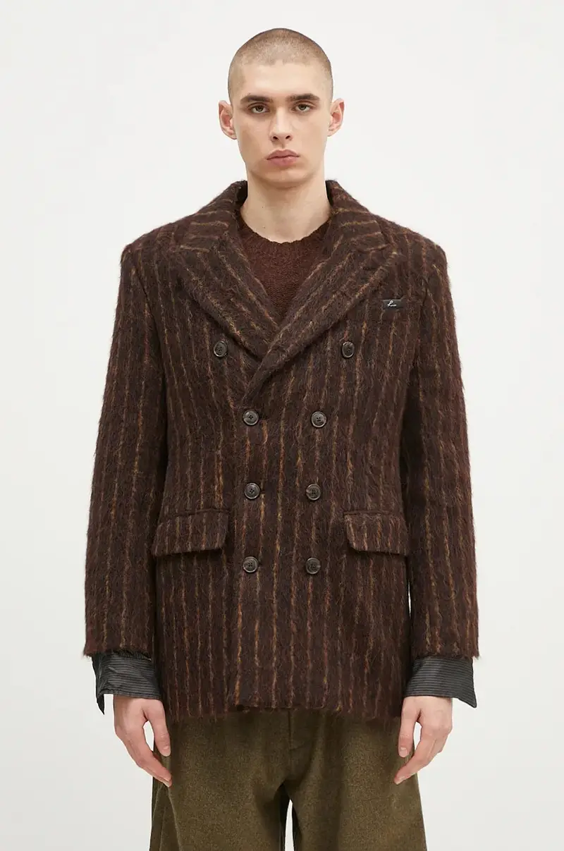 cappotto in lana Double Breasted Short Coat colore marrone 328WT02702