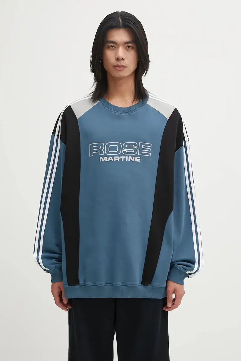 felpa in cotone Panelled uomo colore blu 673JS01529D