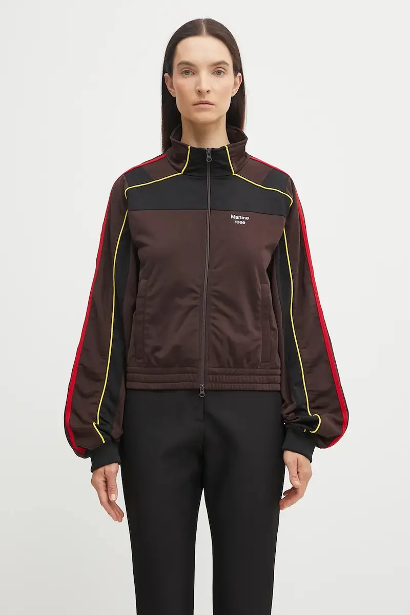 felpa Shrunken Track Jacket colore marrone con applicazione 137JT12722