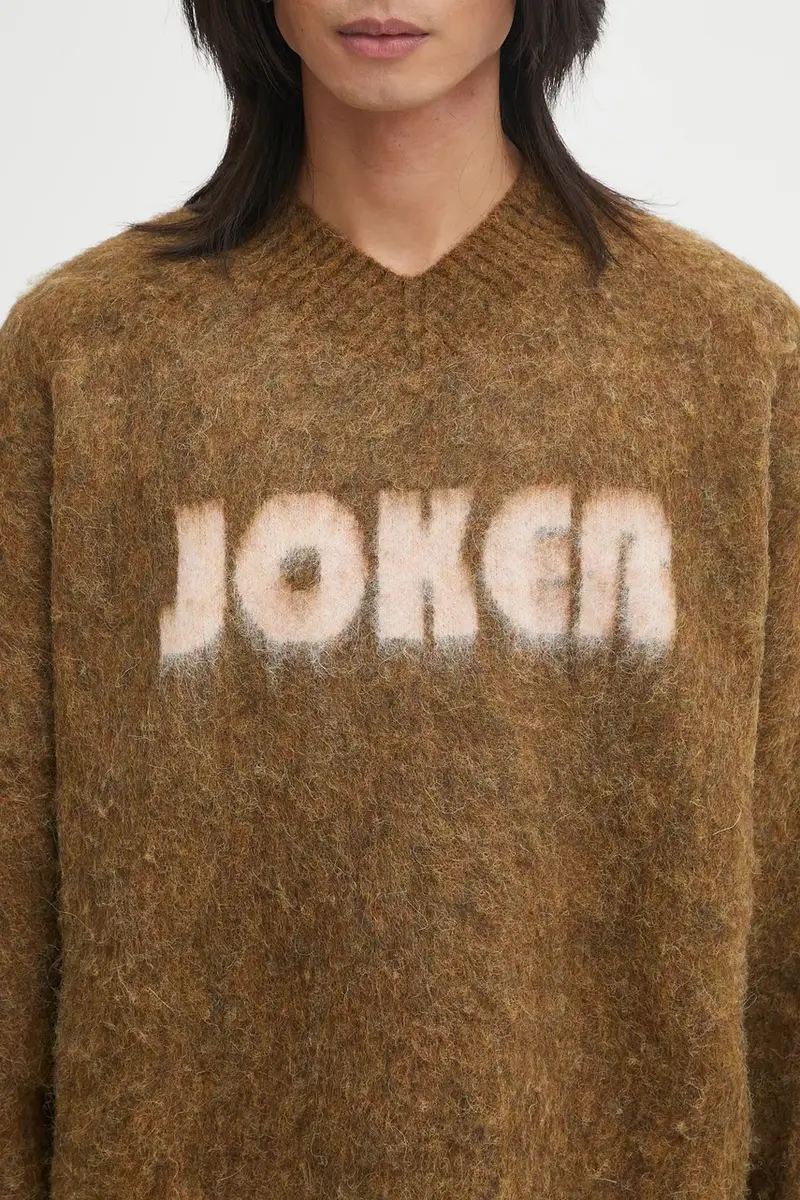 maglione con lana Brushed Mohair V-Neck colore marrone 948YA0700 miniatura 4