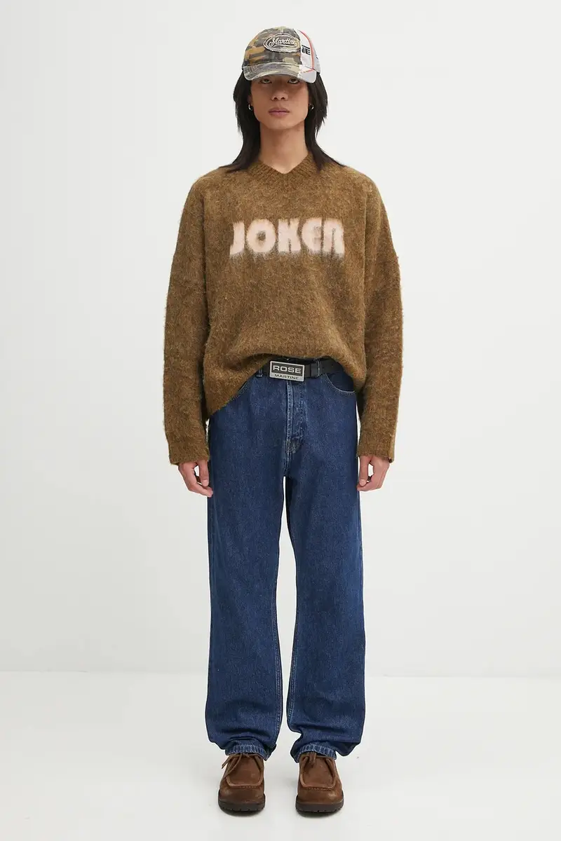 maglione con lana Brushed Mohair V-Neck colore marrone 948YA0700 miniatura 5