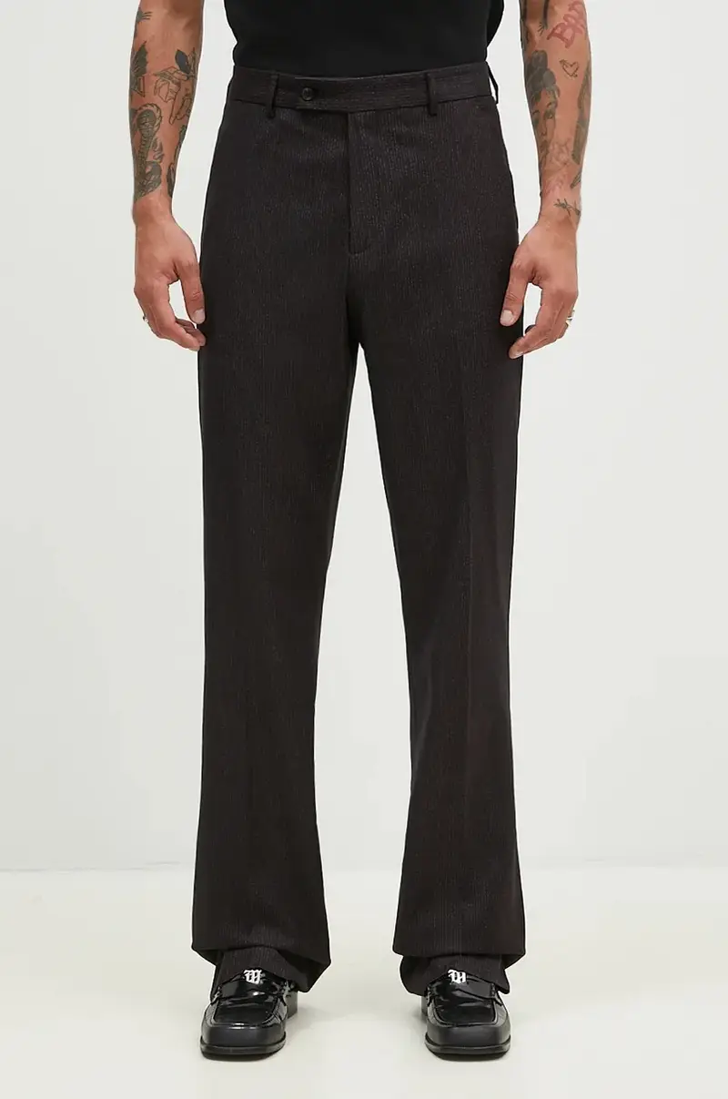 pantaloni in misto lana Tailored Relaxed Fit Trouser colore nero 303WT06007