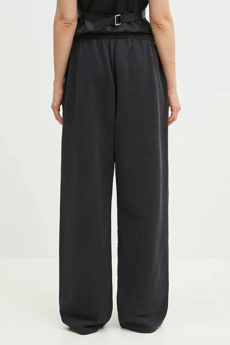 pantaloni tuta di cotone Wide Leg donna colore nero 606JS02002C miniatura 3
