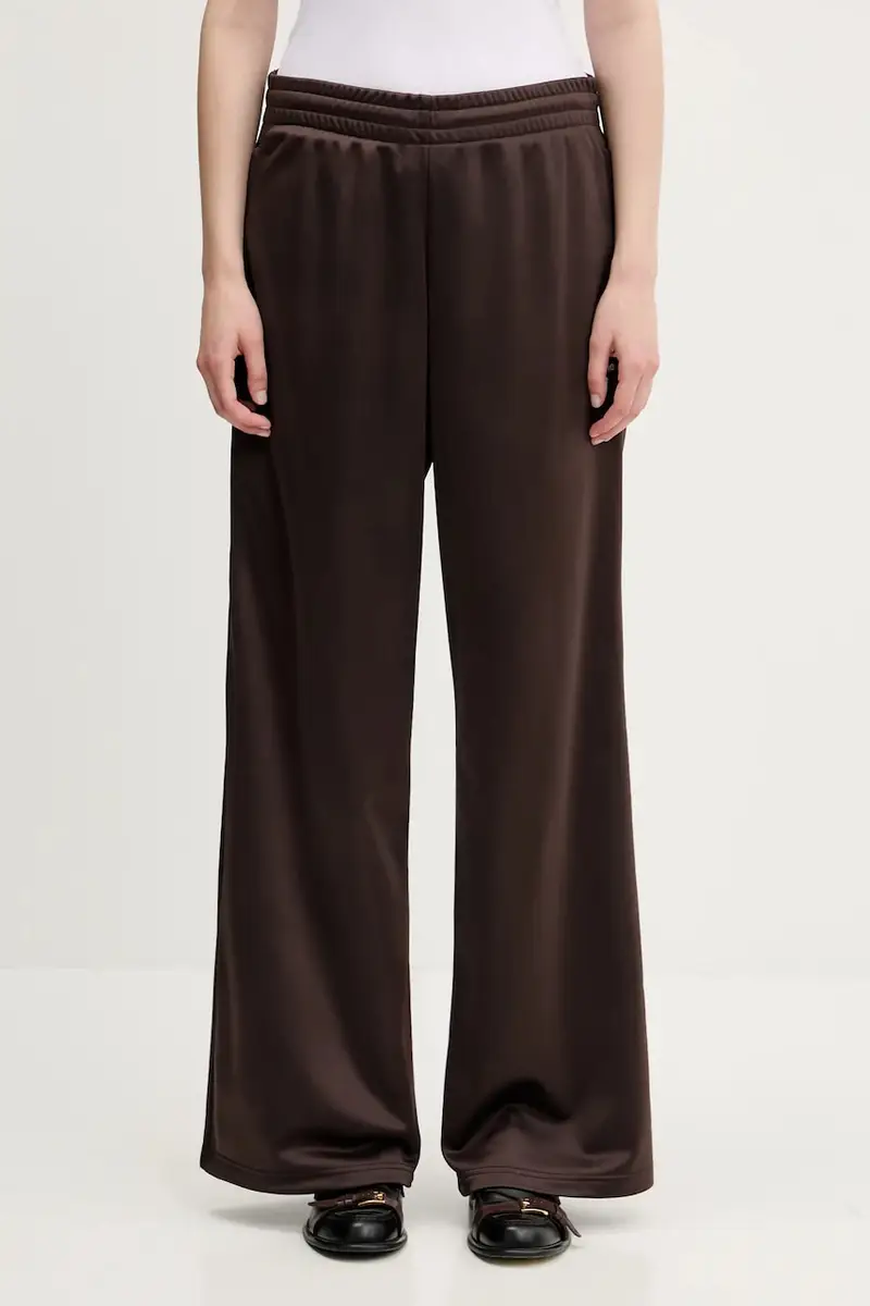 pantaloni Wide Leg Track donna colore marrone 167JT12700