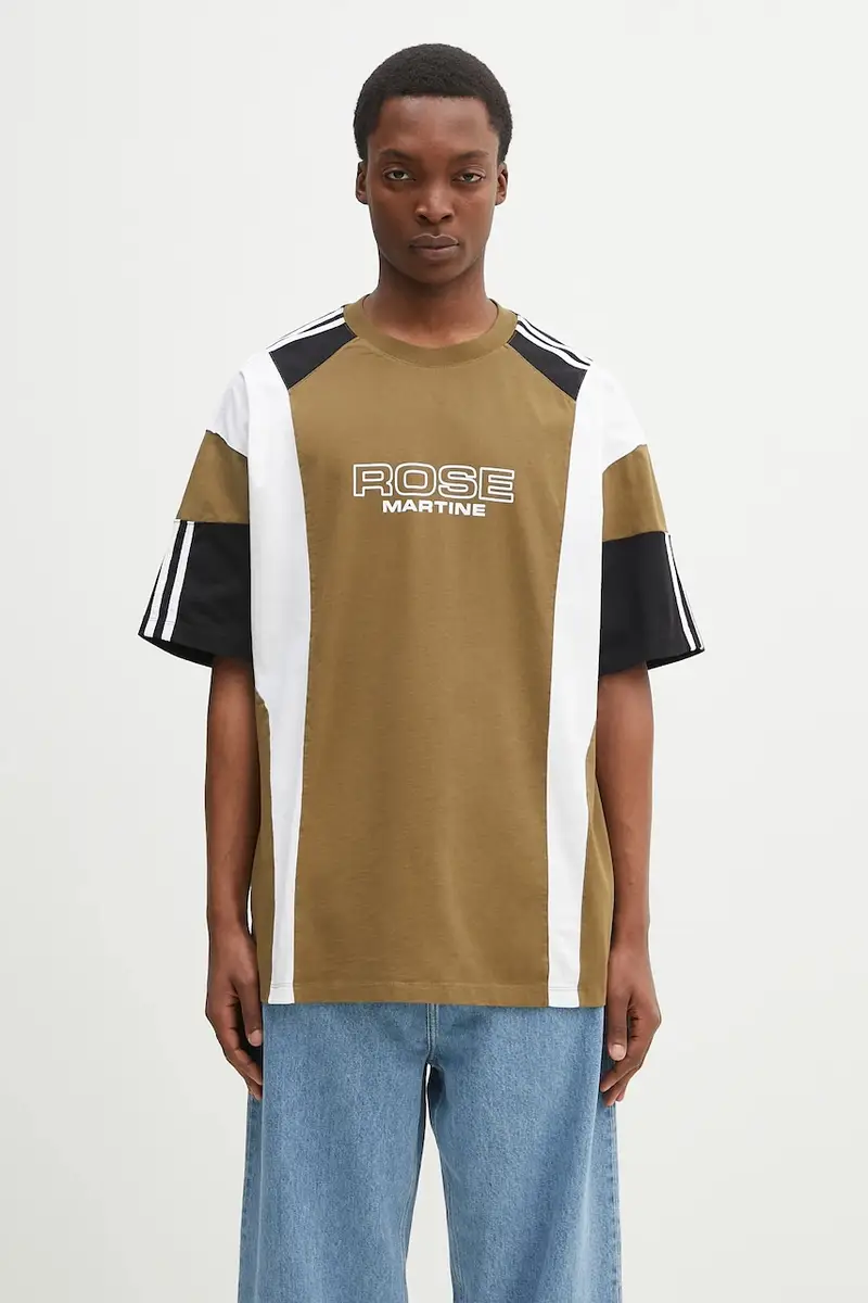 t-shirt in cotone Oversized Panelled colore verde 630JE01411D