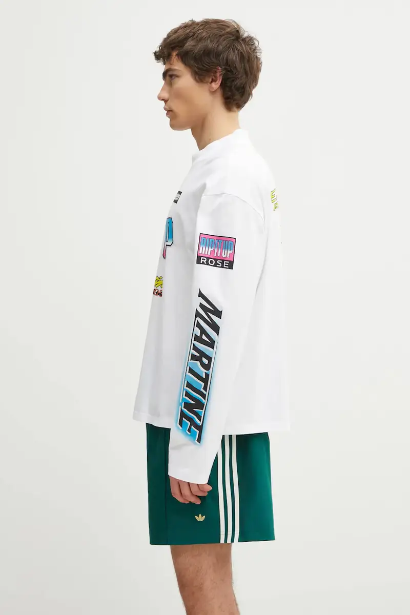 top a maniche lunghe in cotone Funnel Neck colore bianco 658JS03000N miniatura 2