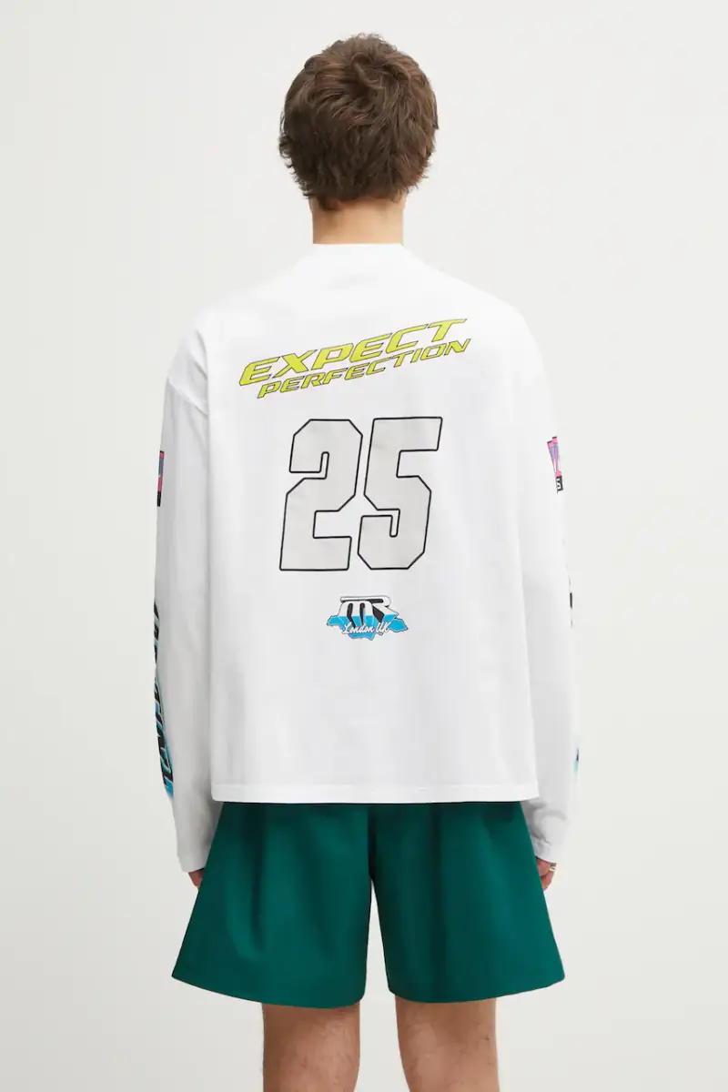 top a maniche lunghe in cotone Funnel Neck colore bianco 658JS03000N miniatura 3