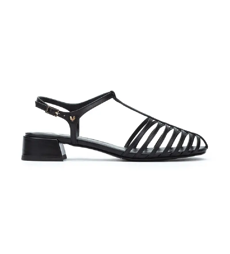 per donna. 1759-B400PY Sandali bassi in pelle Panaro nera (36), Nero, 3 a 5cm, Fibbia, Casual