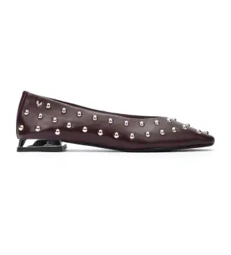 per donna S009-B479PY Ballerine in pelle Vescia bordeaux (38), Basso, 1 a 3 cm, Nessuno, Casual, Da sera, Classico