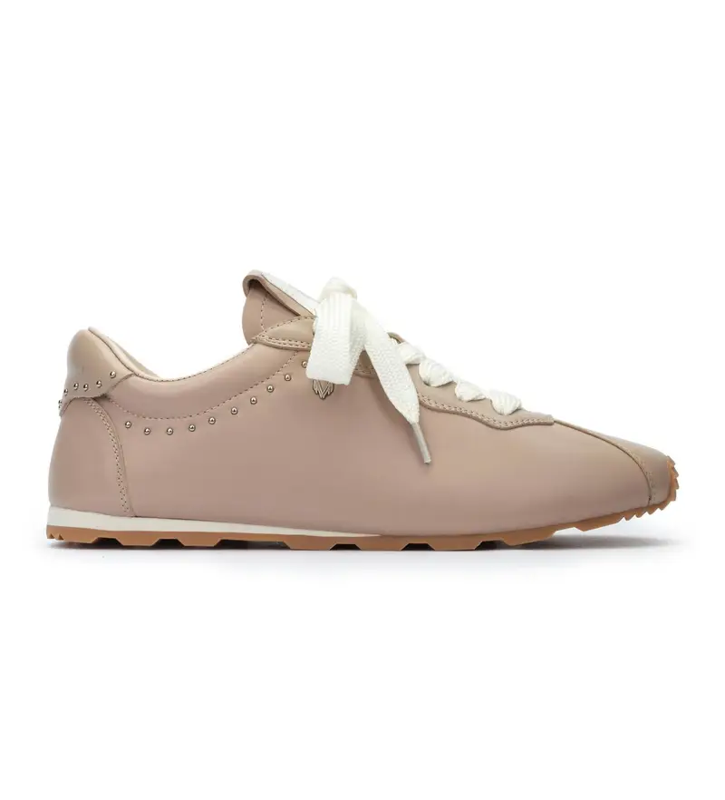 per donna S013-B486PY Sneakers in pelle Piemonte beige (36), Basso, Stringhe, Casual