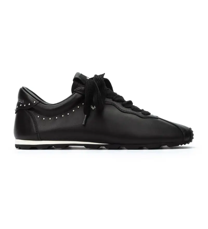 per donna. S013-B486PY Sneakers Piemonte in pelle nera (37), Nero, Basso, Stringhe, Casual