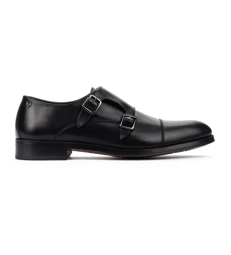 per uomo. 1492-2632PYM Scarpe stile impero in pelle con fibbie nere (39), Nero, 1 a 3 cm, Fibbia, Casual, Classico