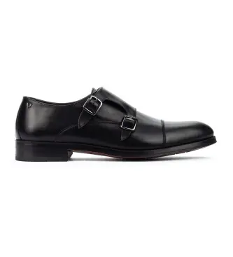 per uomo 1492-2632PYM Scarpe stile impero in pelle con fibbie nere (40), Nero, Basso, Fibbia, Casual, Classico