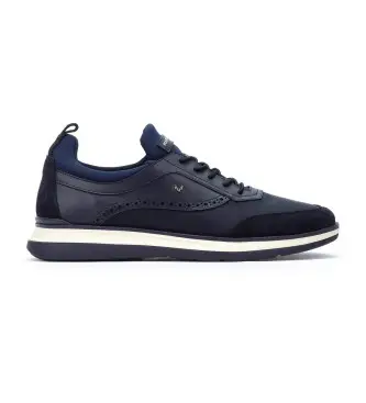 per uomo 1606-2733X1 Sneakers Walden in pelle blu navy (45), Basso, Stringhe, Casual