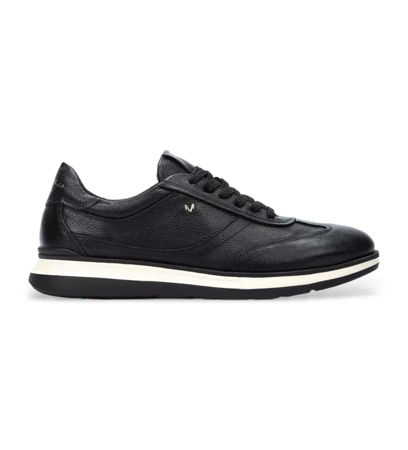 per uomo 1606-2743N Sneakers Walden in pelle nera (43), Nero, Basso, Stringhe, Casual