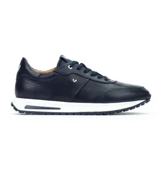 per uomo 1741-2930C Sneakers in pelle blu navy Hanbury (44), Basso, Stringhe, Casual