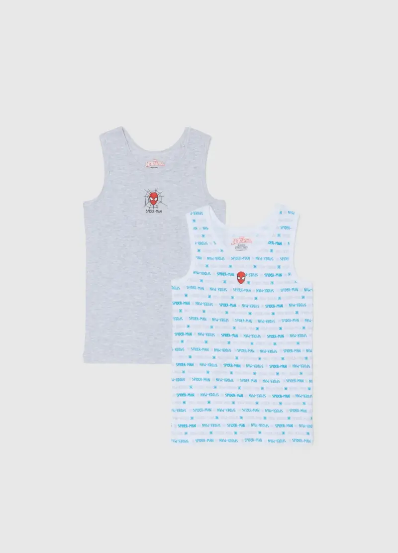 Bipack Di Canottiere Da Bambino In Puro Cotone Con Stampa Spider-man, Multicolor