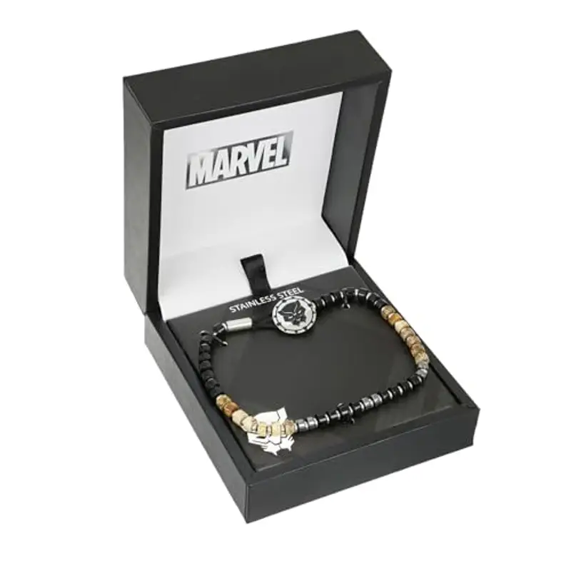 Marvel Braccialetto Acciaio Inossidabile con Black Panther per Bambini, 18cm, Regolabile miniatura 2